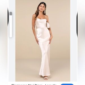 LULUS NWT XS Elegant Champagne Maxi Dress